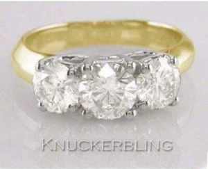 Diamant 3 Stein Ring 2,00ct Runde Brillant Schliff Trilogie in 18ct Gelbgold - Bild 1 von 1