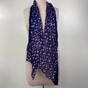 Blue w/ Polka Dot Viscose Scarf 70" Long - Picture 1 of 3