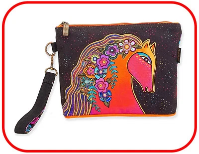 Laurel Burch #8302 "Blaze" Horse Wristlet 9"x2"x6.5" Canvas~Outside Zip Pocket - Image 1 of 2