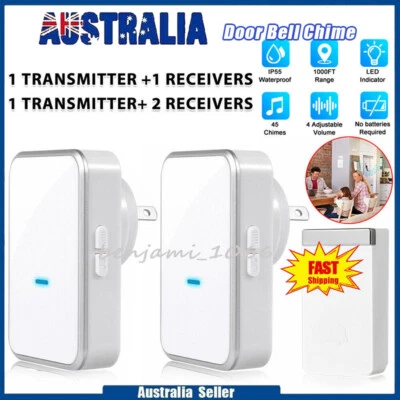 Wireless Door Bell Chime Waterproof Doorbell Plug-in Receivers Long Range Remote - image 1 of 4