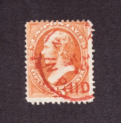 US 163 15c Webster Used w/ Red NY Paid Transit Cancel Avg SCV $180 - Image 1 of 2