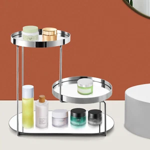 Cosmetics Storage Display Rack Bathroom Makeup Organizer Countertop Silver - Picture 1 of 24