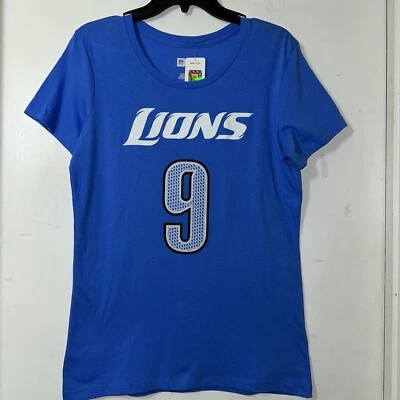 Camiseta azul Detroit Lions #9 Matthew Stafford para mujer talla grande nueva con etiquetas Foto 1 de 4