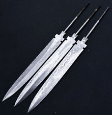 Lot Of 3 Custom Handmade Damascus Steel Blank Blade For Hunting Dagger Knife