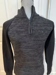 Tommy Hilfiger Sweater Pullover 1/2 Zip Boy's 12/14 Medium Black Cotton $49.50 - Picture 1 of 6