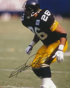 VINTAGE ROD WOODSON SIGNED PITTSBURGH STEELERS FOOTBALL 8x10 PHOTO #1 NFL PROOF! - Picture 1 of 2