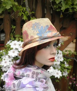 Damen Hut Trilby Mehrfarbig Anlasshüte Mode aus Italien Sommerhut Alltag Sonne - Bild 1 von 3