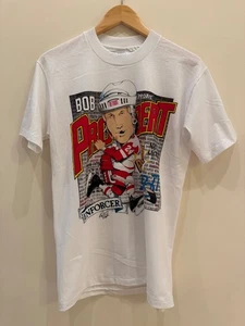 Vintage 1990 Bob Probert Detroit Red Wings NHL T-Shirt The Enforcer M USA - Picture 1 of 5