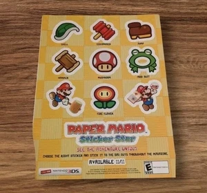 2012 Nintendo 3DS Promo Sheet Paper Mario Sticker Ad Star Page Magazine Unused - Picture 1 of 19