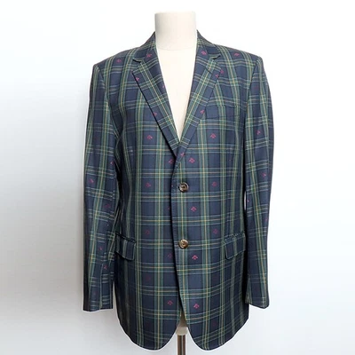 Traje de hombre Gucci 473218 patrón a cuadros multicolor lana abeja bordado 2 botones 52 Foto 1 de 4
