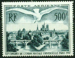 FRANCIA-1947 - PUENTES DE PARÍS-U.P.U. CONGRESO – EN MUY BUEN ESTADO** - Imagen 1 de 1
