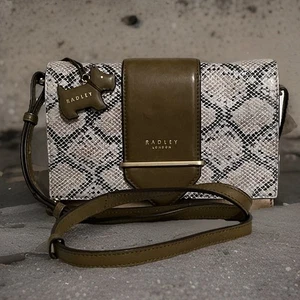 Y2K RADLEY LONDON BORSA TAUPE MARRONE PELLE DI LUCERTOLA RIVESTIMENTO IN PELLE 11687 2014 11M - Foto 1 di 5