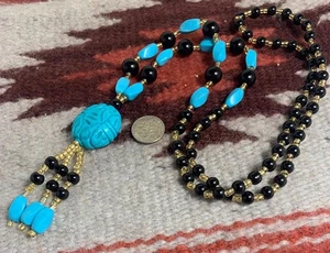 Collar colgante color turquesa Howlita cuentas/tallado/30" (y116-w2) - Imagen 1 de 2