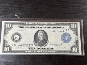 1914 $10 Ten Dollars Federal Reserve Chicago XF - AU Large Size Currency Note - Picture 1 of 8