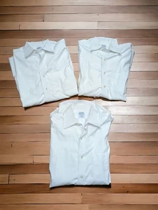 Brooks Brothers 3-Pack Button Up Non Iron Slim Fit Shirt White Cotton Size 15-34 - Picture 1 of 20