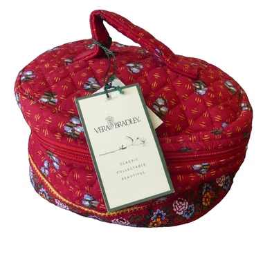 Bolso de Cosméticos de Viaje Vera Bradley Rojo Provenzal Grande Redondo Boho Acolchado Nuevo con Etiquetas Foto 1 de 4