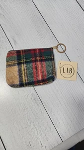 L.I.B. Karierte Geldbörse mit Schlüsselanhänger - Bild 1 von 4