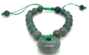 "Green Burmese Jadeite Round Adjustable Beaded Bracelet 120ct" - Picture 1 of 14