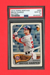 2014 TOPPS HERITAGE #400 BRYCE HARPER BATTING PSA 10 - Picture 1 of 2