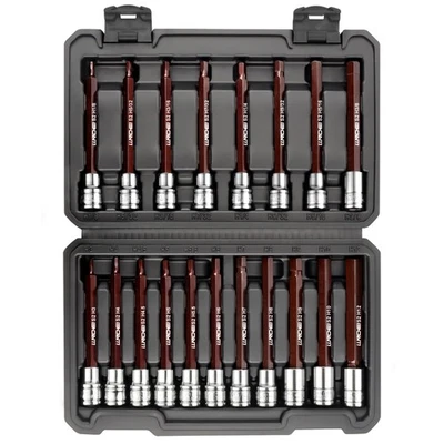 3/8-Inch Drive Extra Long Allen Hex Bit Socket Set 19PCS- Standard SAE & Metr... - Image 1 of 4