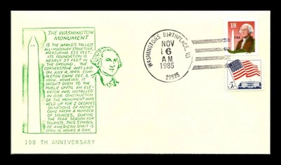 DR JIM STAMPS US COVER WASHINGTON MONUMENT 100TH ANNIVERSARY FDC COMBO - Image 1 of 2