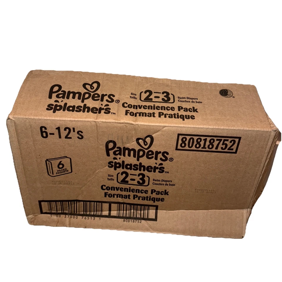 Pañales de natación Pampers - Salpicaduras - Talla 2-3, 6 PCK, cuenta 12 cada estuche completo Foto 1 de 3