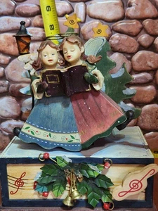 Nikolaus quadratisch wiegende Weihnachtsengel, die wir auf hoher Holz Spieluhr gehört haben - Bild 1 von 9