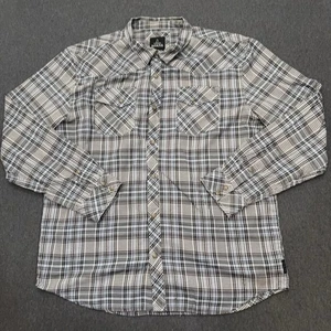 Prana Pearl Snap Shirt Men XL Brown Button Up Pockets Utility Outdoor - Picture 1 of 12