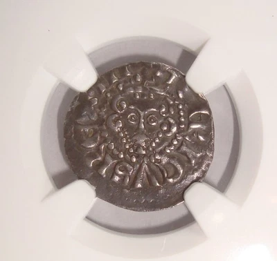 1248-1250 Inglaterra, Enrique III Londres Casa de la Moneda Cruz Larga Centavo de Plata NGC XF45 Foto 1 de 4