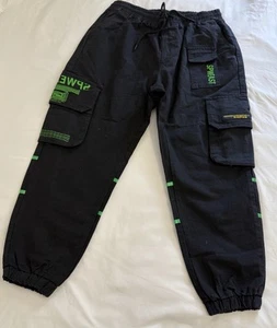 Streetwear Cargo Pants Black Green SPWEAST Size S Genderless Society Unisex - Picture 1 of 15