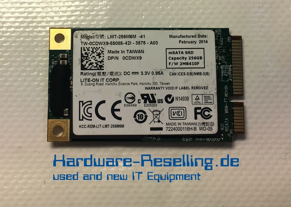 Dell Lite-on IT 256GB mSATA SSD 6G 1,8" LMT-256M6M 0CDWX9 - Bild 1 von 1