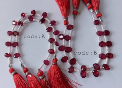 Briolette facetada rubi natural formato oval 5x7 a 6x8 mm - Imagem 1 de 4