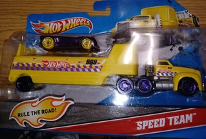 Hot Wheels Speed Team - Car plus Transport Rig - Purple & Yellow W4671 - Bild 1 von 2