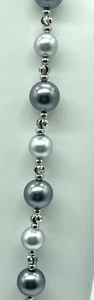 Halskette Silberfarben Grau & Silber Perlen Silber Abstandshalter Strass Verschluss 28" - Bild 1 von 9