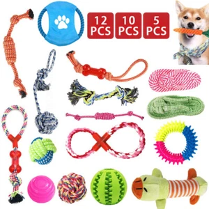 12x Pet Dog Ropes Puppy Toys Tough Chew Ball Knot Training Play Bundle Teething - Picture 1 of 15