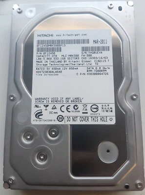 Hitachi HDS723030ALA640 3TB,Internal,7200 RPM,8.89 cm (3.5") (0F12450) FAULTY - Image 1 of 3