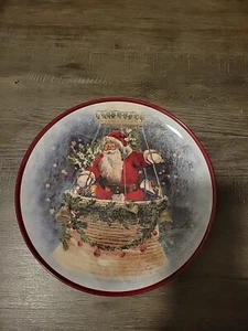 Pottery Barn Kids Nostalgic Santa 3 Plates Melamine Christmas Hot Air Ballon - Picture 1 of 1