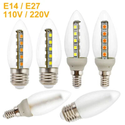 16 LED Candle Bulb E14 E27 Chandelier Light Bulbs 30W Incandescent Equivalent RC - Image 1 of 4