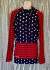 SIMPLY SOUTHERN Women Large Pullover Hoodie Patriotic Flag Red Blue White Stars