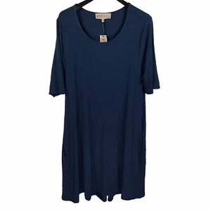 Philosophy Half Sleeve Blue Shift Dress Womens XL Stretch Pockets Oversize Comfy - Picture 1 of 3