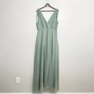 Lulus Romantic Possibilities Swiss Dot Maxikleid Gr. XL Damen Salbeigrün - Bild 1 von 6