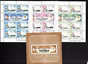 Seychelles Zil Eloigne 1981 Diana Royal Wedding Sheets + Souv Sheet SPECIMEN MNH - Picture 1 of 1