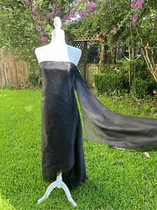 Lafayette 148 Silk Strapless Dress with Beautiful Side Fabric Wrap Black Size 4 - Picture 1 of 15