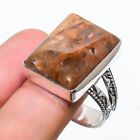 Tube Agate Gemstone Handmade 925 Sterling Silver Jewelry Ring Size 12.5 Z721