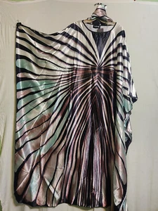 Vestido largo caftán caftán africano para mujer estampado de cebra con bufanda talla libre - Imagen 1 de 24