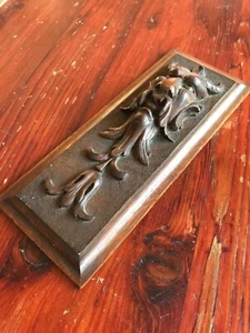 *Antique Architectural 4 Panels Grotesque Hand Carved Wood in Relief 27cmx 11cm - Foto 1 di 14