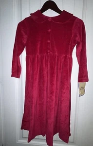 Kelly’s Kids Vtg Raspberry Velour Long Sleeve Dress Size 8 - Picture 1 of 5