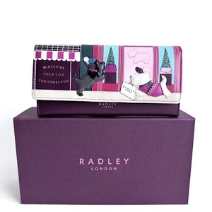 RADLEY Gift Boxed Window Shopping Dk Red Leather Picture Purse & Dust Bag BNWT - Picture 1 of 8
