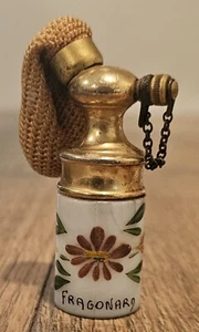 Handbemalter französischer Fragonard Parfüm Flakon Porzellan Miniatur Geldbörse Zerstäuber  - Bild 1 von 7