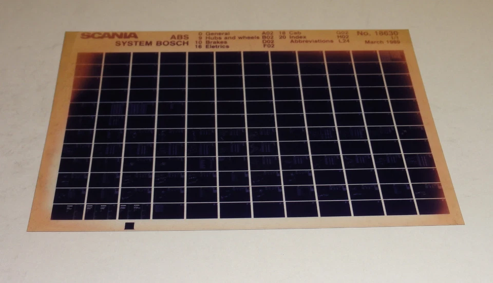 Catalogo Parti Microfich Per Scania Camion ABS Bosch Stand 03/1989 - Immagine 1 di 1